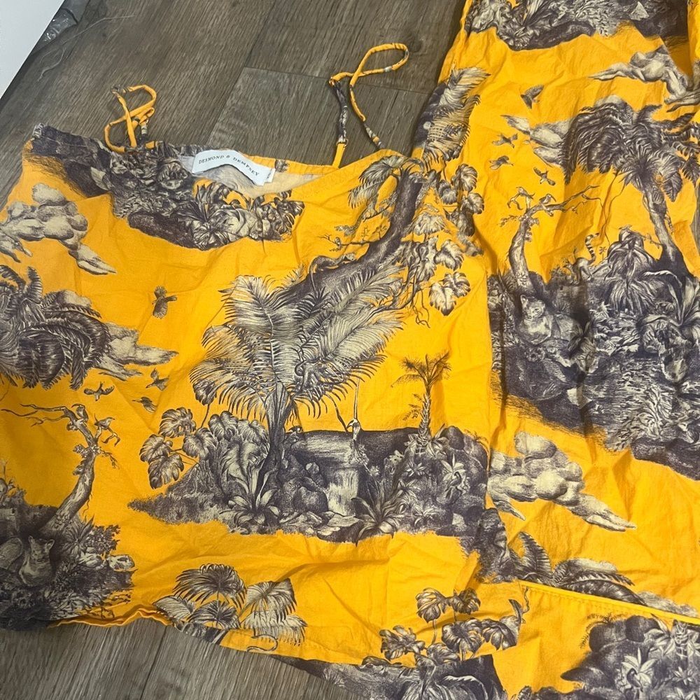 Desmond & Dempsey Yellow and Gray Printed outfit Set xs - Picture 6 of 9